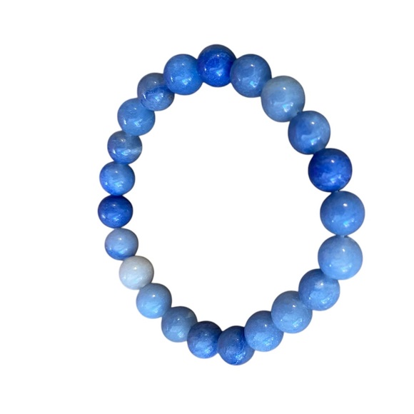 Blue Aventurine All Natural Crystal Stone Healing Properties Stretch Bracelet - Picture 4 of 9